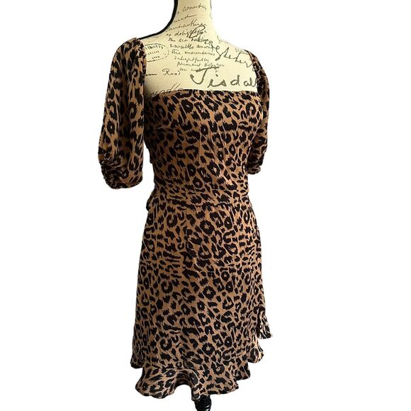 Missguided‎ Cheetah Leopard Animal Print Double Tie Back Dress US 8 UK 12 N21 - Picture 2 of 6